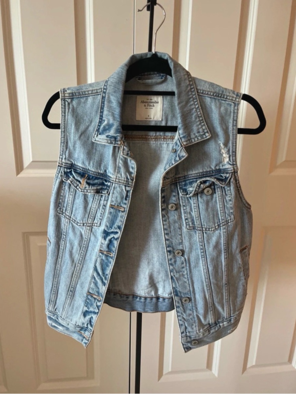 Abercrombie & Fitch Light Blue Denim Jean Jacket Vest